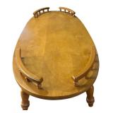 LL - Vintage Oval Wood Coffee Table with Spindled Rails