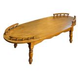 LL - Vintage Oval Wood Coffee Table with Spindled Rails
