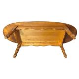 LL - Vintage Oval Wood Coffee Table with Spindled Rails