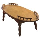 LL - Vintage Oval Wood Coffee Table with Spindled Rails