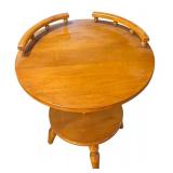 LL - Vintage 1960s Bassett Colonial Two Tier Round End Table