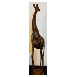 LL - 24.5 Inch Hand-Carved Wooden Giraffe Sculpture