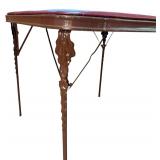 LL - Vintage Metal Folding Table with 4 Wooden Patterned Chairs Set