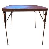 LL - Vintage Metal Folding Table with 4 Wooden Patterned Chairs Set
