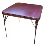 LL - Vintage Metal Folding Table with 4 Wooden Patterned Chairs Set
