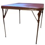LL - Vintage Metal Folding Table with 4 Wooden Patterned Chairs Set