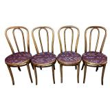 LL - Vintage Metal Folding Table with 4 Wooden Patterned Chairs Set
