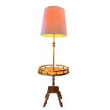 LL - Vintage Wooden Floor Lamp with Integrated Tray Table