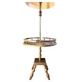 LL - Vintage Wooden Floor Lamp with Integrated Tray Table