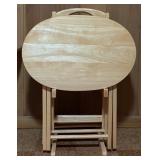 LL - Set of 4 Oval Wooden TV Trays with Stand