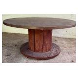 LL - Vintage Barrel Wood Round Table 48 Inch Diameter