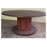 LL - Vintage Barrel Wood Round Table 48 Inch Diameter