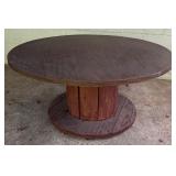 LL - Vintage Barrel Wood Round Table 48 Inch Diameter