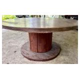 LL - Vintage Barrel Wood Round Table 48 Inch Diameter