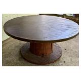 LL - Vintage Barrel Wood Round Table 48 Inch Diameter