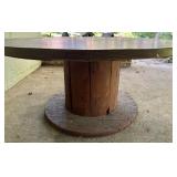 LL - Vintage Barrel Wood Round Table 48 Inch Diameter