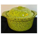 LL - Set of 3 Vintage Cerutil Portugal Stoneware Casserole Dishes Avocado Green and Red