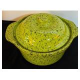 LL - Set of 3 Vintage Cerutil Portugal Stoneware Casserole Dishes Avocado Green and Red