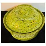 LL - Set of 3 Vintage Cerutil Portugal Stoneware Casserole Dishes Avocado Green and Red