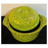 LL - Set of 3 Vintage Cerutil Portugal Stoneware Casserole Dishes Avocado Green and Red