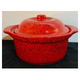 LL - Set of 3 Vintage Cerutil Portugal Stoneware Casserole Dishes Avocado Green and Red