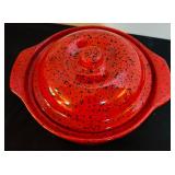 LL - Set of 3 Vintage Cerutil Portugal Stoneware Casserole Dishes Avocado Green and Red