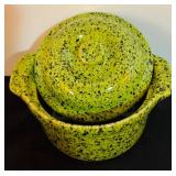 LL - Set of 3 Vintage Cerutil Portugal Stoneware Casserole Dishes Avocado Green and Red