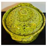 LL - Set of 3 Vintage Cerutil Portugal Stoneware Casserole Dishes Avocado Green and Red