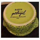 LL - Set of 3 Vintage Cerutil Portugal Stoneware Casserole Dishes Avocado Green and Red