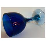 LL - Set of 7 Blue and Green Wine Glasses