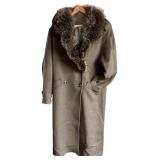 LL - Cedrics Forstmann Wool Long Coat with Fur Collar, Approx. L-XL