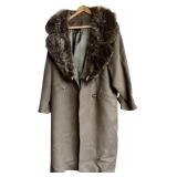 LL - Cedrics Forstmann Wool Long Coat with Fur Collar, Approx. L-XL