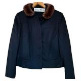 LL - Vintage Briny Marlin Mulberry Waist-Length Jacket with Fur Collar, Approx. Medium