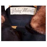 LL - Vintage Briny Marlin Mulberry Waist-Length Jacket with Fur Collar, Approx. Medium
