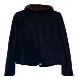 LL - Vintage Briny Marlin Mulberry Waist-Length Jacket with Fur Collar, Approx. Medium