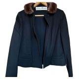 LL - Vintage Briny Marlin Mulberry Waist-Length Jacket with Fur Collar, Approx. Medium