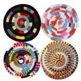 LL - Set of 4 Handmade 16-Inch Round Colorful Table Placemats