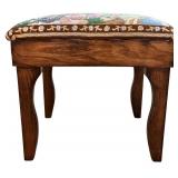 LL - Vintage Needlepoint Footstool with Medieval Fairytale Scene