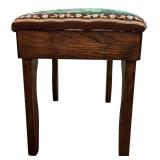 LL - Vintage Needlepoint Footstool with Medieval Fairytale Scene