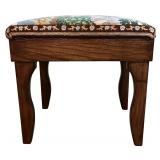 LL - Vintage Needlepoint Footstool with Medieval Fairytale Scene
