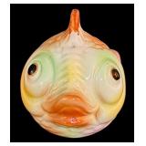 LL - Majolica Fish Motif Serving Platter with Fish Shaped Lid and 4 Pastel Glasses