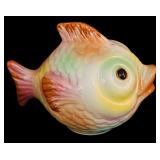 LL - Majolica Fish Motif Serving Platter with Fish Shaped Lid and 4 Pastel Glasses