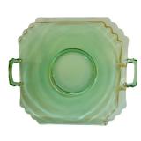 LL - Vintage Fostoria Mayfair Green Uranium Vaseline Handle Serving Plate, Anchor Hocking Green Burple Glass Bowl & More