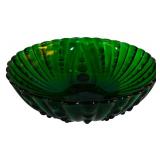 LL - Vintage Fostoria Mayfair Green Uranium Vaseline Handle Serving Plate, Anchor Hocking Green Burple Glass Bowl & More