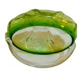 LL - Vintage Fostoria Mayfair Green Uranium Vaseline Handle Serving Plate, Anchor Hocking Green Burple Glass Bowl & More