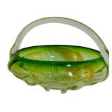 LL - Vintage Fostoria Mayfair Green Uranium Vaseline Handle Serving Plate, Anchor Hocking Green Burple Glass Bowl & More