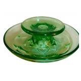 LL - Vintage Fostoria Mayfair Green Uranium Vaseline Handle Serving Plate, Anchor Hocking Green Burple Glass Bowl & More