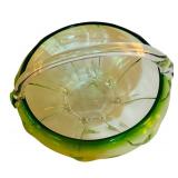 LL - Vintage Fostoria Mayfair Green Uranium Vaseline Handle Serving Plate, Anchor Hocking Green Burple Glass Bowl & More