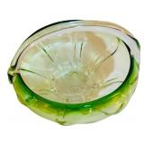 LL - Vintage Fostoria Mayfair Green Uranium Vaseline Handle Serving Plate, Anchor Hocking Green Burple Glass Bowl & More