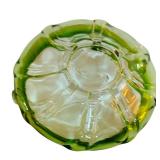 LL - Vintage Fostoria Mayfair Green Uranium Vaseline Handle Serving Plate, Anchor Hocking Green Burple Glass Bowl & More